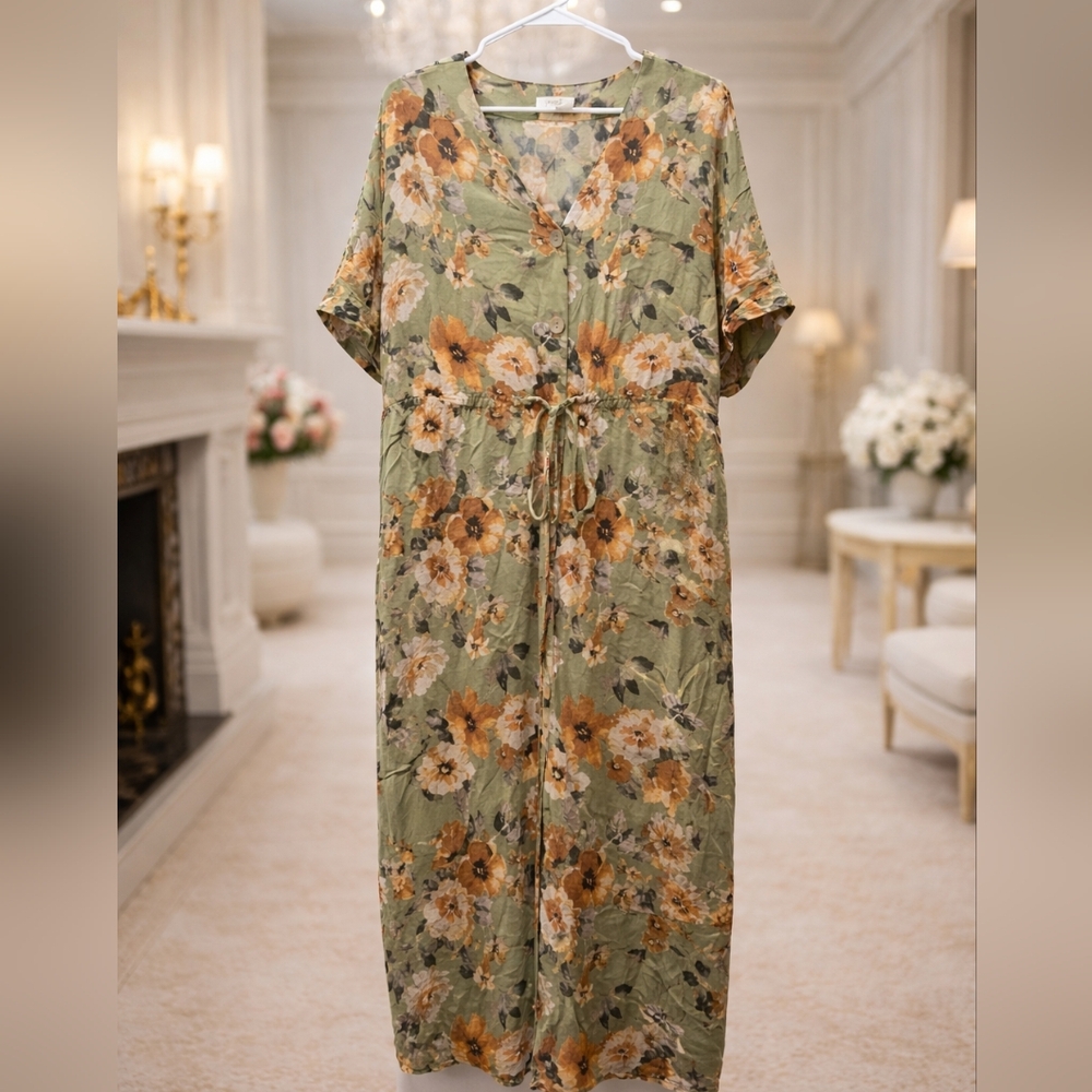 ODDY Floral 1XL Green Maxi Dress